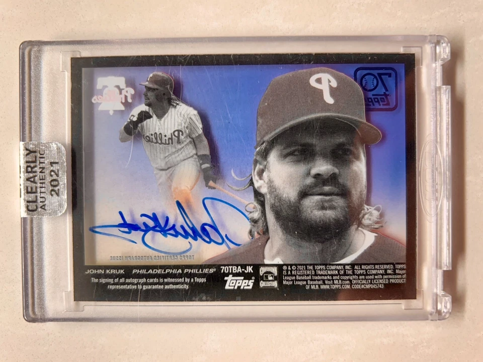 ¡Autógrafos de béisbol Topps 2021 claramente auténticos de John Kruk 70 años de Topps! 🔥 Foto 2 de 2