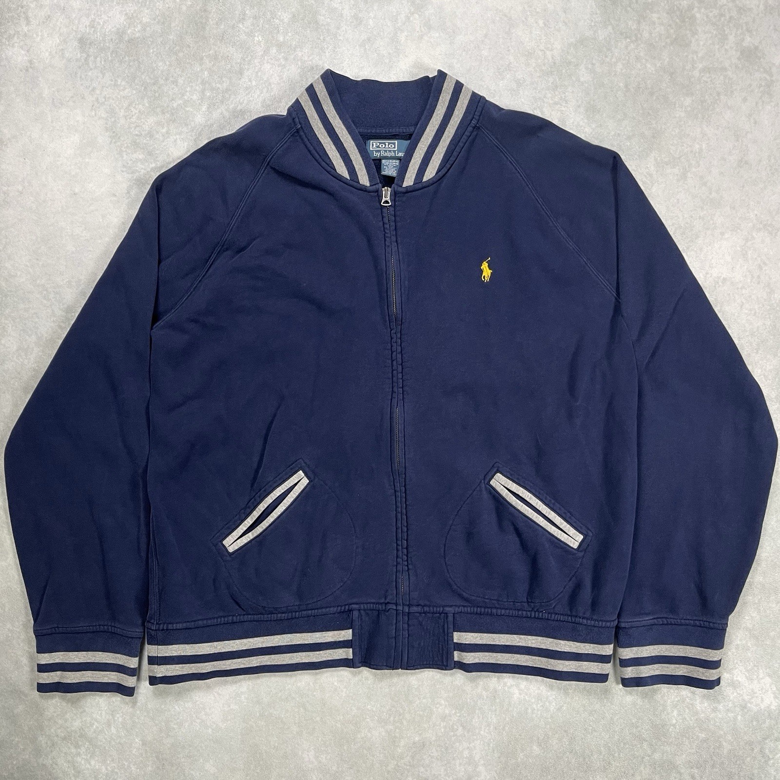PONY Vintage Polo Ralph Lauren Varsity Letterman Giacca Maglione Adulto XXL Navy