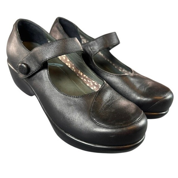 Dansko Abby Mary Jane Clogs Womens 38 7.5-8 Black Leather Platform Comfort Shoes