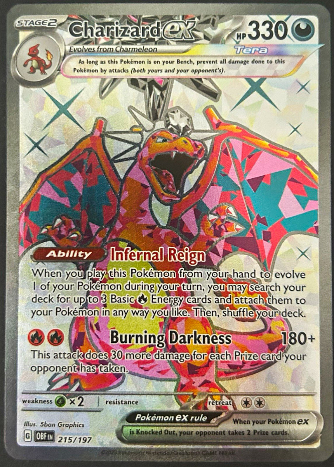 Pokemon Company Charizard ex SV03 Obsidian Flames 215/197 UR Holo FA S2 330HP