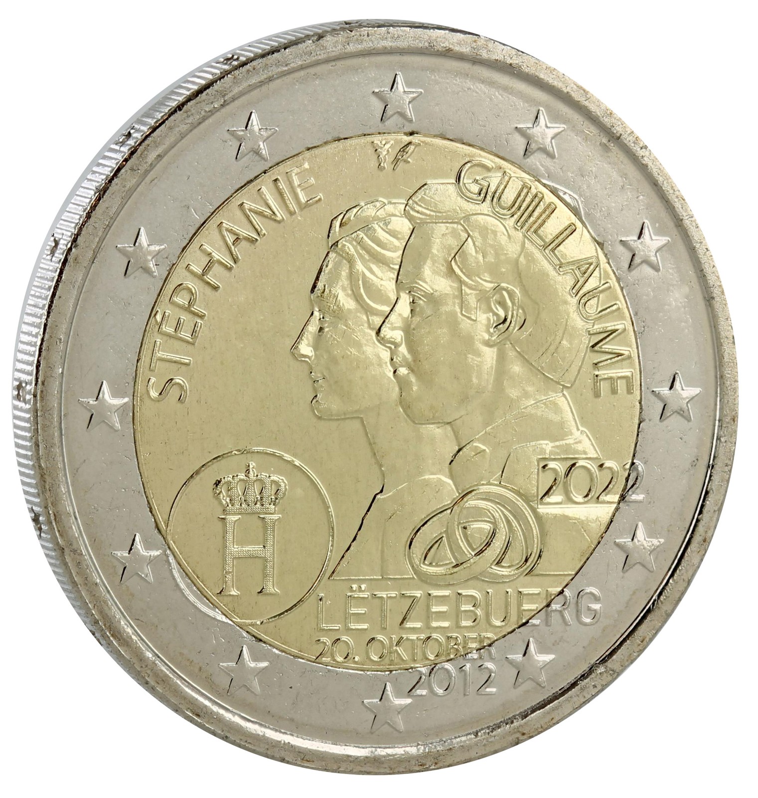 Luxembourg Pièce 2 Euros Commémo. UNC 2022 - 10 ans du mariage du couple héritie
