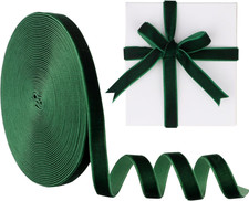 Dark Green 3/8 Inch Velvet Ribbon, 10 Yards for Gifts, Decor, and Crafts