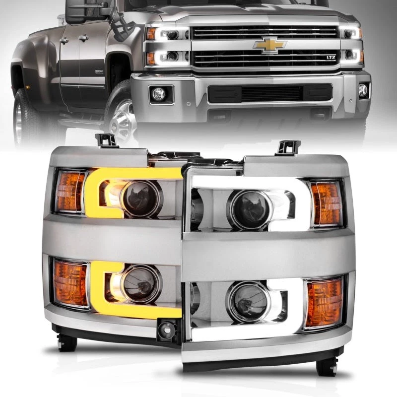 Faros proyectores ANZO para Chevrolet Silverado 2500HD / 3500HD cromados 15-17 Foto 4 de 4