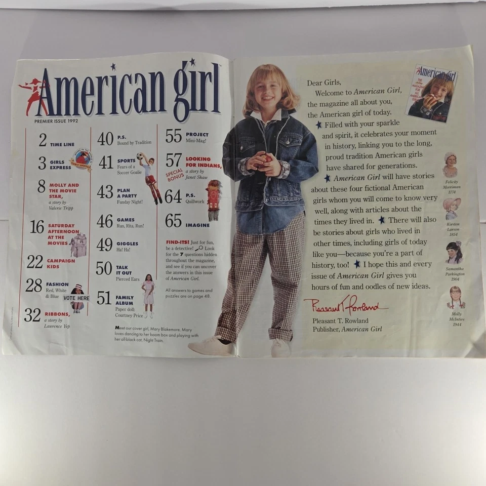 American Girl Doll Magazine W Paper Doll #1 Courtney Price ‘92 Premier Ed Excell - Image 3 of 4