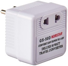 50 Watt Step Down Voltage Converter 220V to 110V International Travel Power