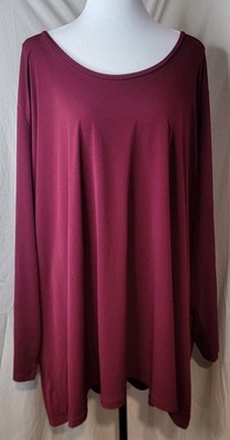 Susan Graver Liquid Knit Stretch Tunic Top Burgundy 5X Modern Essentials Mint