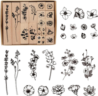 Blumen Stempel Set, 22 StüCk Holz Und Gummi Stempelset Zum Basteln | Dekorativer