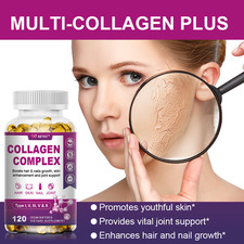 Multi Collagen Complex Types I, II, III, V, X Anti-aging, Hyaluronic Acid 120ct