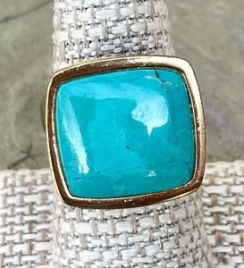 Barse NWT Blue Green Turquoise Bronze Statement Ring Size 8