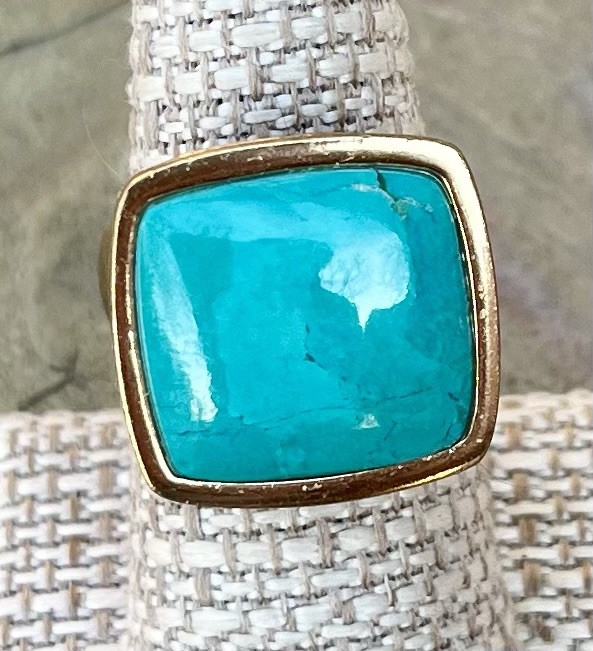 Barse NWT Blue Green Turquoise Bronze Statement Ring Size 8