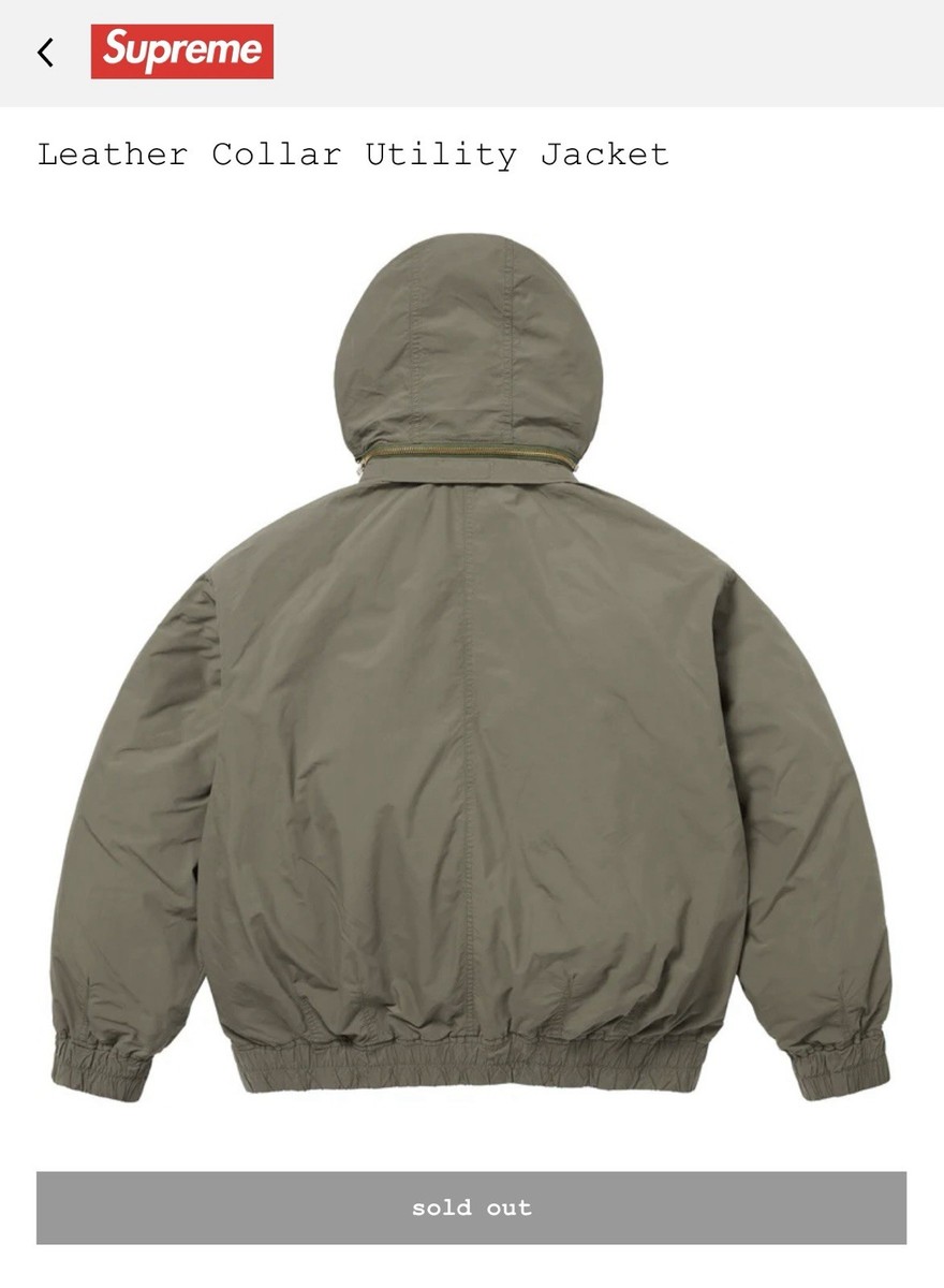 Size XL - Supreme Leather Collar Utility Jacket - Olive | eBay