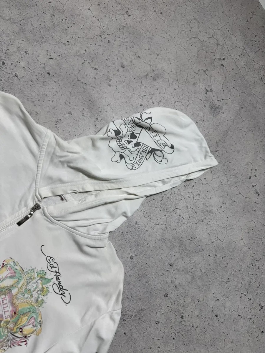 Ed Hardy Skull White Women's Full Zip Hoodie | eBay