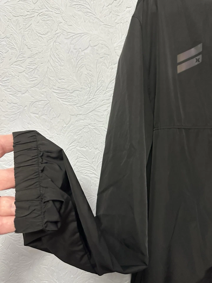 Hurley Mens Size Medium Black Exist Hooded Full Zip Windbreaker Lightweight D2 - Image 4 of 4