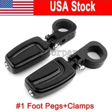 Motorcycle 1.5" 1-1/2" Highway Foot Pegs Footrest Pedal Peg Footpeg Mount Clamps
