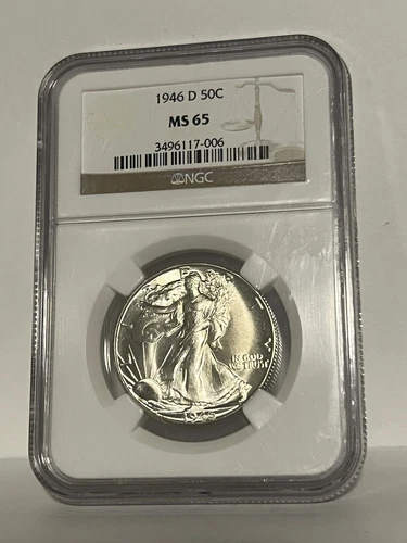 1946-D 50C Walking Liberty Half Dollar NGC MS65