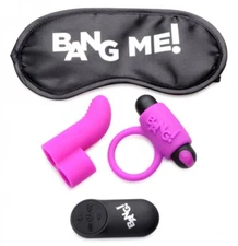Bang! Couple's Love Ring Couples Kit Set of 4 w/ Blindfold Finger Vibe cock ring