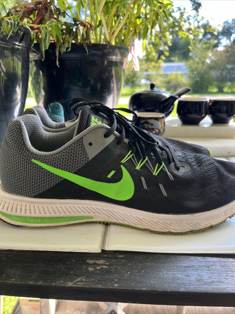 Nike Zoom Winflo 807279-003 Running Shoes Black& Green Size 12