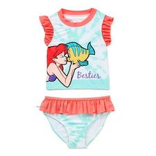 Disney The Little Mermaid Ariel Swimsuit Bikini Tankini Toddler Girls Size 2-5