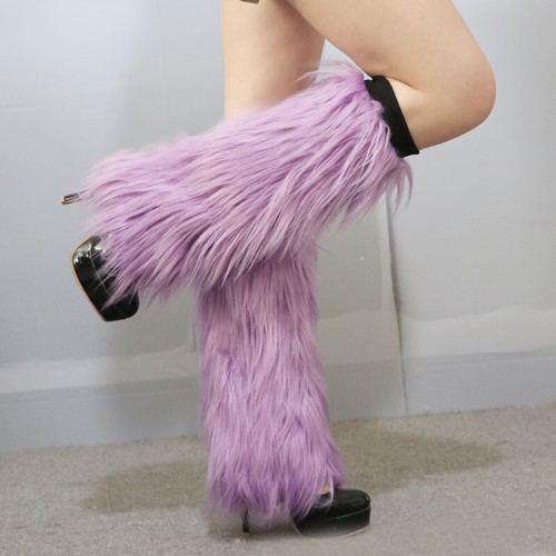 Lady Faux Fur Leg Warmer Sock Boot Legging Cover Plush Furry Stage Party Fashion - Picture 11 of 14