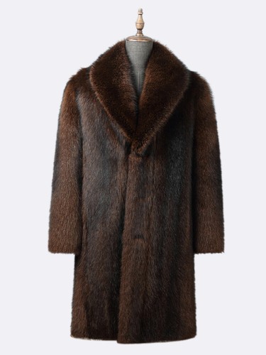 Long Mink Fur Coat Men's Winter Thick Business Casual Faux Mink Fur Grass Coat - Picture 6 of 25