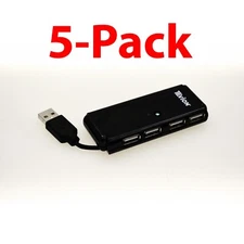 (5-Pack) Mini 4 Port USB 2.0 High Speed Hub 480 Mbps for PC Laptop Black