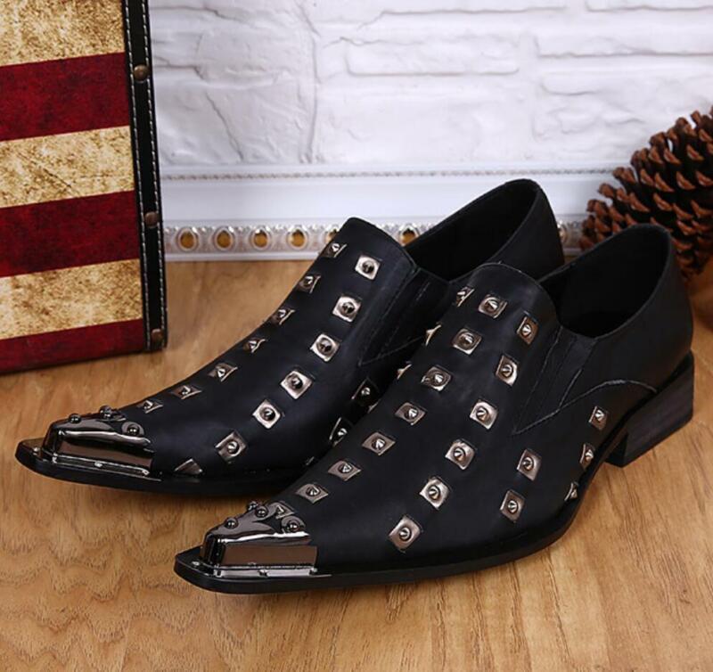 SAOLA Scarpe uomo formali inglesi rivetto pelle eleganti metallo punta oversize casual