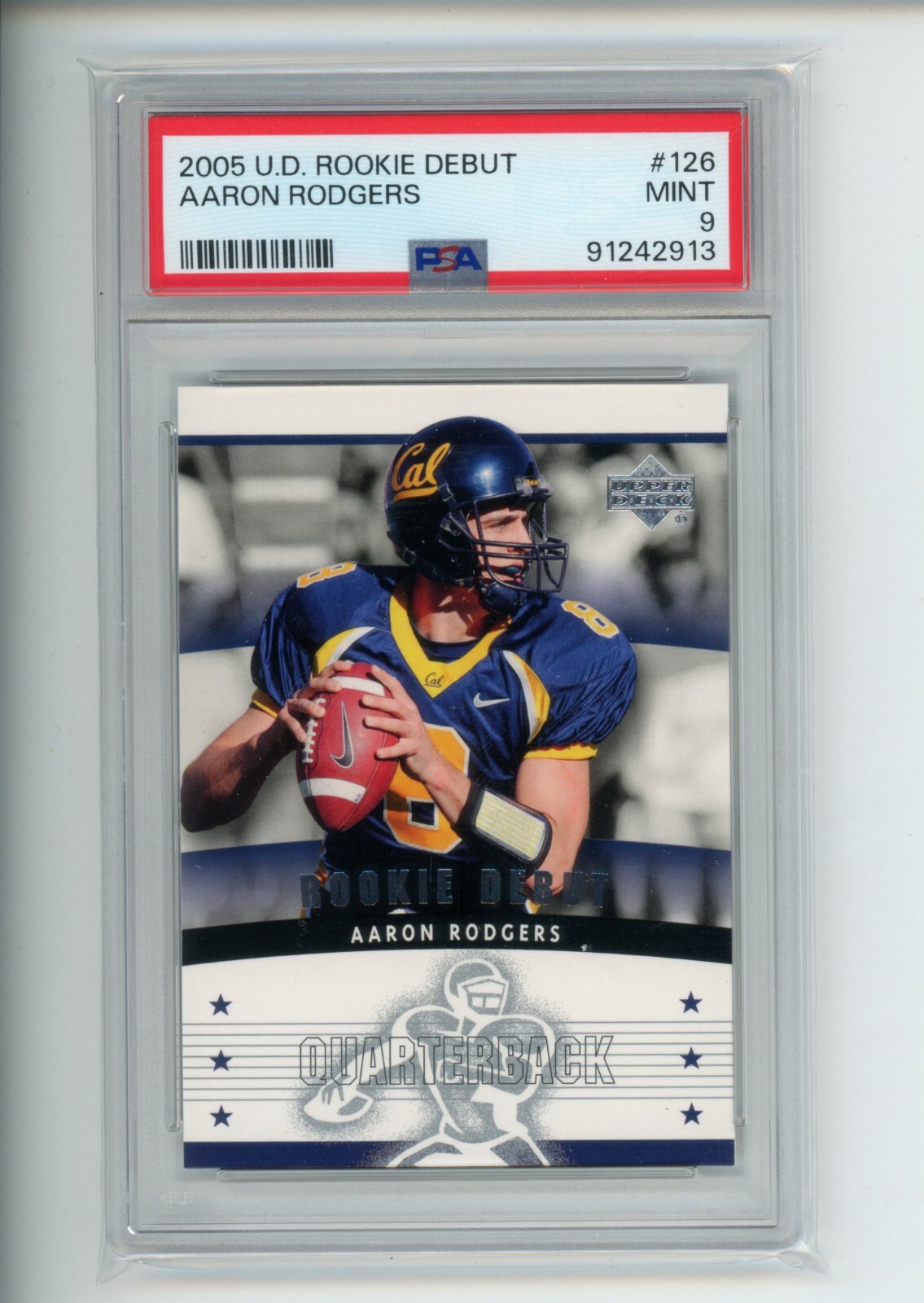2005 Upper Deck Aaron Rodgers #126 Rookie Debut PSA 9 MINT