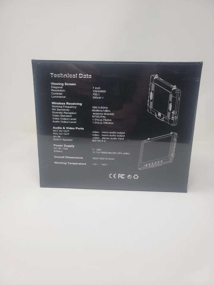 Монитор Black Pearl RC801 7 дюймов HD FPV новый в коробке - Изображение 3 из 4
