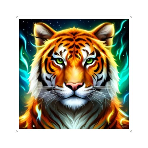 Autocollants carrés vinyle félin chat tigre - Photo 1 sur 3