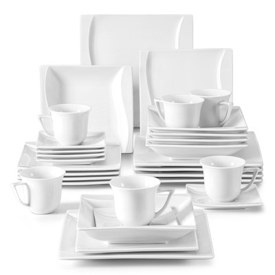 MALACASA Carina 30-Piece Porcelain Dinnerware Set Cups Saucers Plates Set for 6