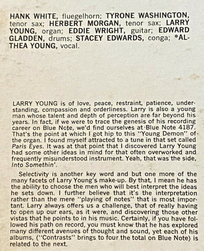 LARRY YOUNG - Contrasts ~ BLUE NOTE 84266 {Original} w/Tyrone Washington - RARE - Bild 3 von 8