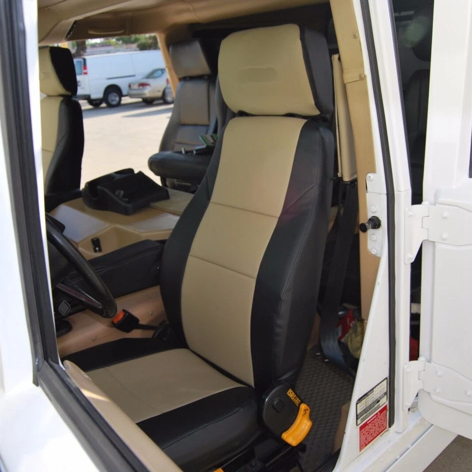 HUMMER H1 1992-2006 IGGEE S. CUERO AJUSTE PERSONALIZADO 2 FUNDAS ASIENTO DELANTERO 13 COLORES Foto 2 de 4