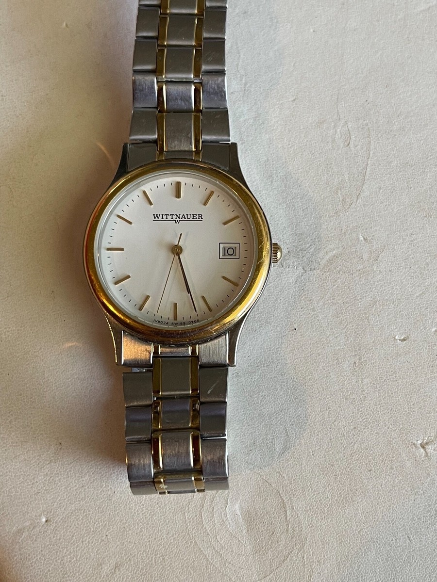 Wittnauer Mens Vtg Retro Silver/Gold Chrono WR Swiss JV8074