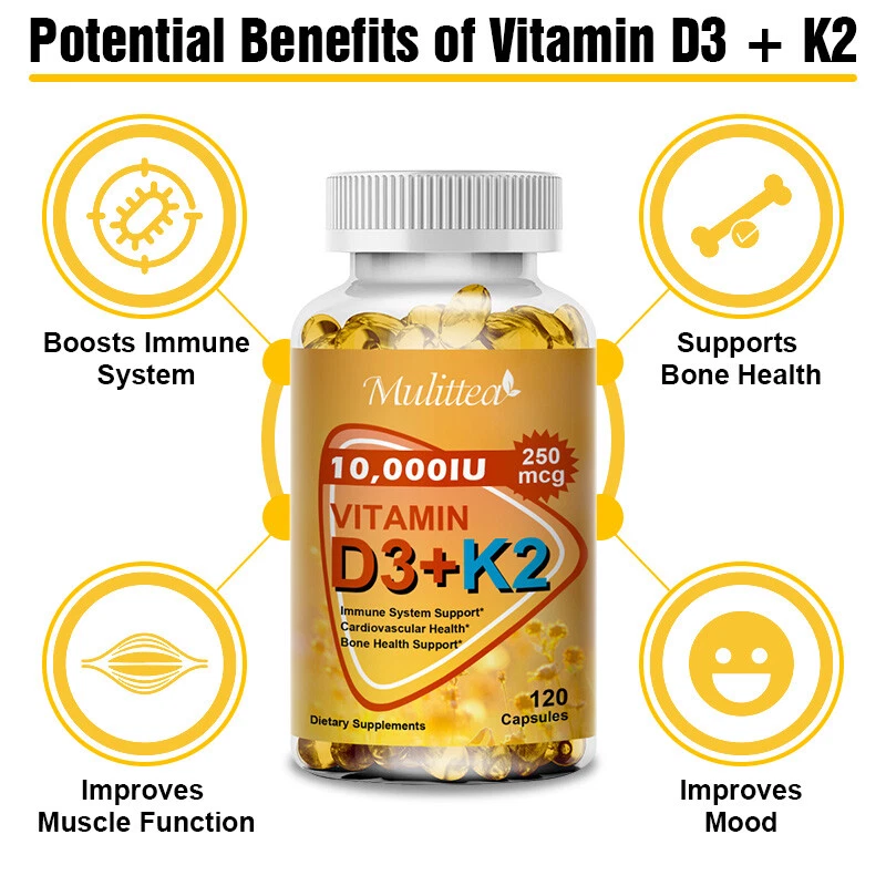 Vitamin K2 D3 Vitamin Supplement with BioPerine, Boost Immunity & Heart Health - Image 3 of 4