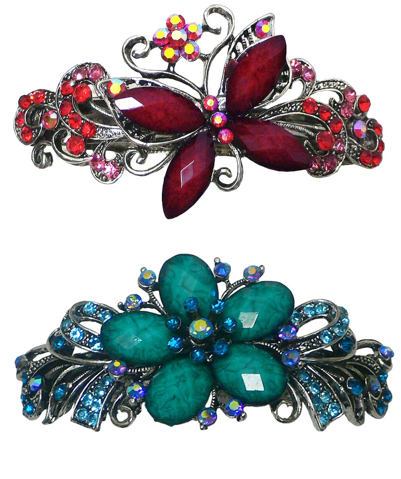 Juego de 2 pasadores grandes de mariposa de flores 1 ea de 2 estilos U86012-53-52-14-2 Foto 3 de 4