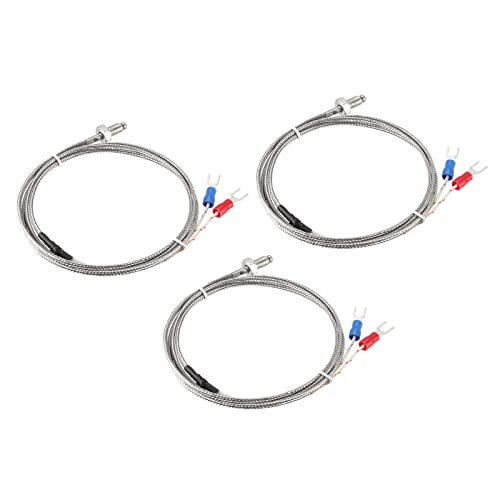 3 Pcs K-Type Thermocouple Temperature Sensors M6 Thread 0-800C Probe with Wir...