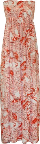 Womens Printed Bandeau Strapless Shirred Ladies Long Maxi Dress - Picture 10 of 27