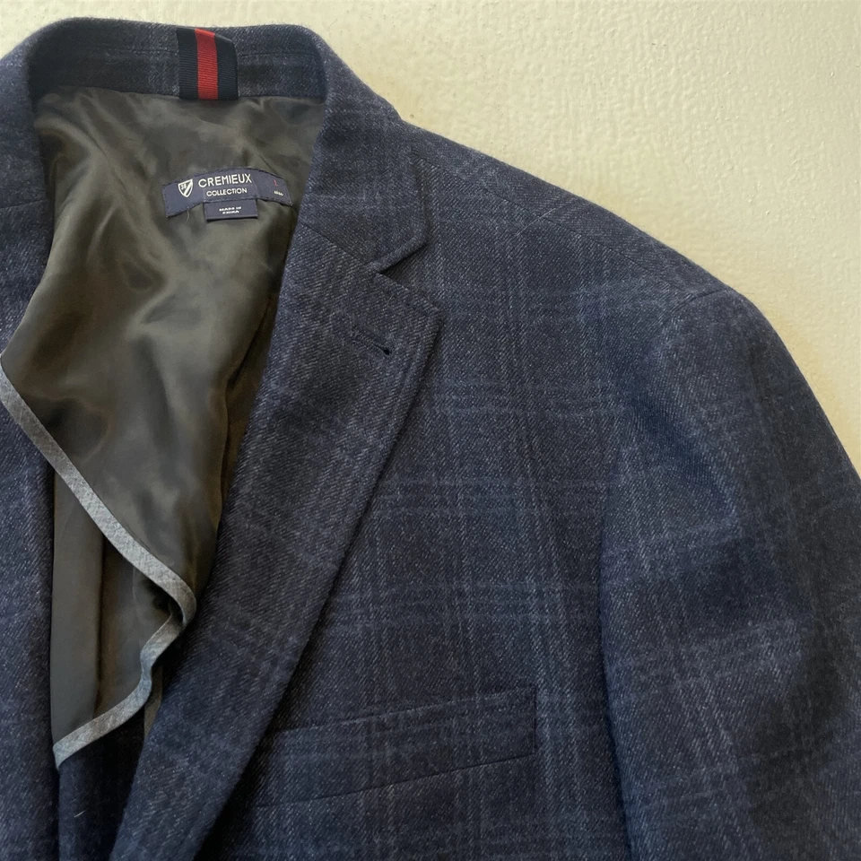 Daniel Cremieux Large Short Windowpane Flannel Wool Blazer Jacket Sport Coat - Image 2 of 4