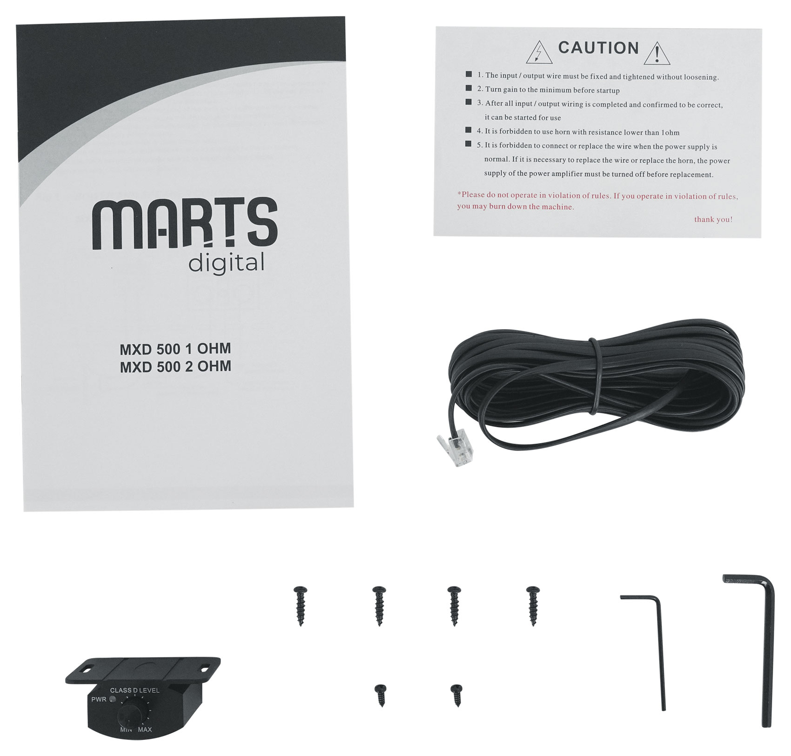 Автомобильный моноусилитель Marts Digital MXD 500 мощностью 1 Ом 460 Вт RMS Пульт дистанционного управления басами Комплект усилителя