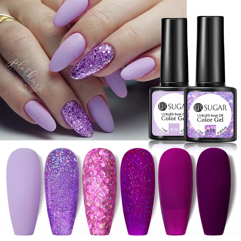 UR SUGAR 7.5ml Purple Color Gel Nail Polish UV LED Base Top Coat