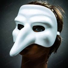 White Long Nose Pantalone Venetian Masquerade Ball Prom Party Men Women Mask