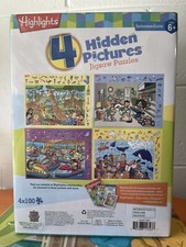 Highlights 4 Hidden Pictures Jigsaw Puzzles 4 Drawer Storage Chest NIP 14"x19"