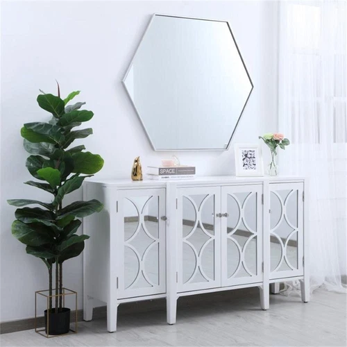 Elegant Decor Eternity 35" x 41" Hexagonal Metal Frame Mirror in Silver - Picture 13 of 13