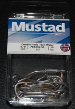 10 Mustad 7982HS Size 6/0 Stainless Steel Double Hooks Tuna Big Game 7982HS-60