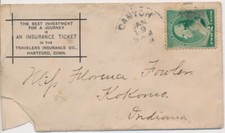 Advertising cover Hartford Connecticut Travelers Insurance Co. Accident Ticket