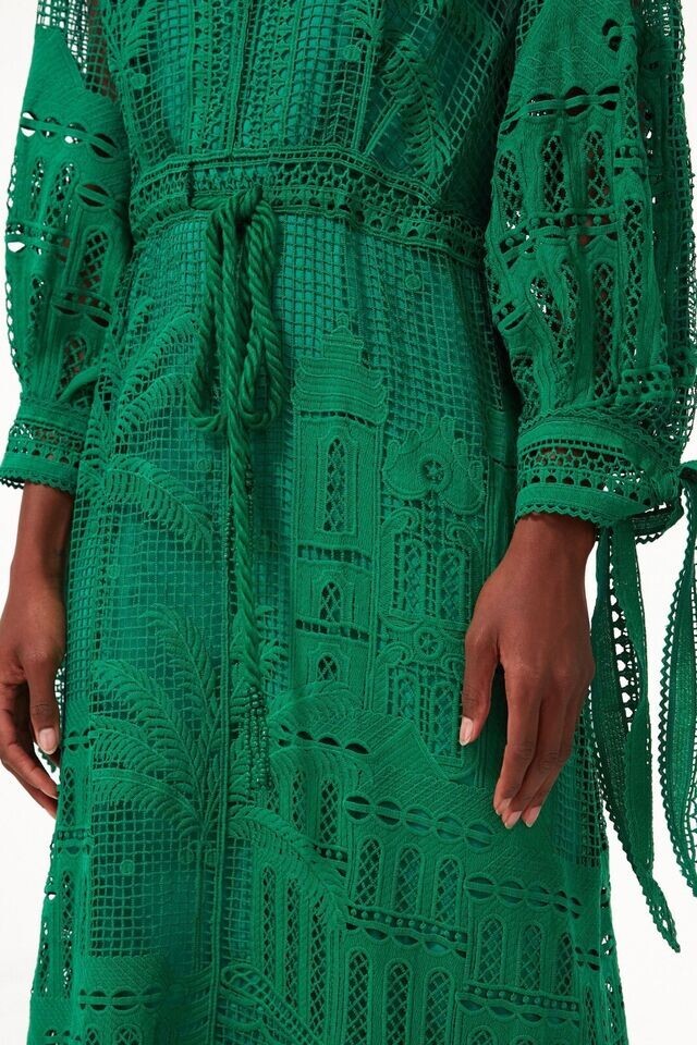 NWT House of Harlow 1960 Crochet Embroidered Lace Maxi Green Dress Sz S |  eBay