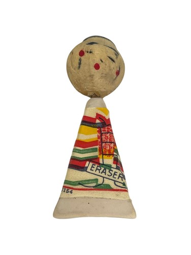 Vintage Kokeshi Doll Eraser Girl Japan Wooden Head Rare - Picture 6 of 10