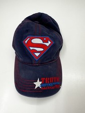 Superman Childrens Baseball Hat Blue Embroidered Logo Navy Blue Adjustable Cap