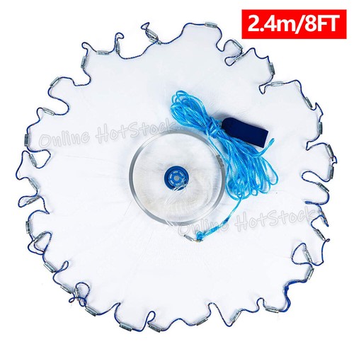 Durable Fishing Cast Net Bait Easy Throw Hand Cast Strong Tire Trap Line 8/12ft - Picture 11 of 12
