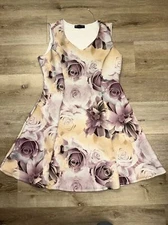 Fashion to Figure Womens Purple Floral Rose Dress Size 1X Dance Wedding